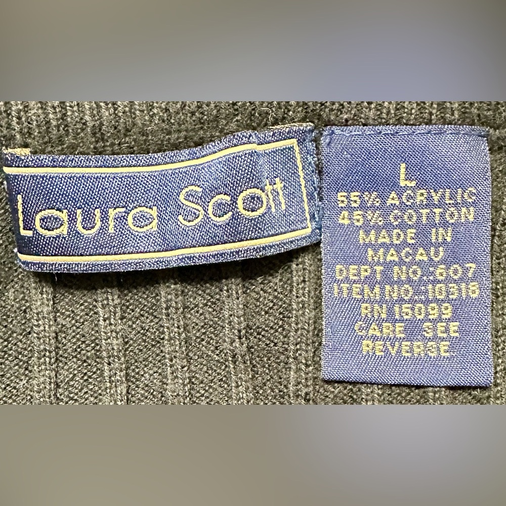 Laura Scott Vintage Black Short Sleeve Cable Knit Sweater - Picture 6 of 6
